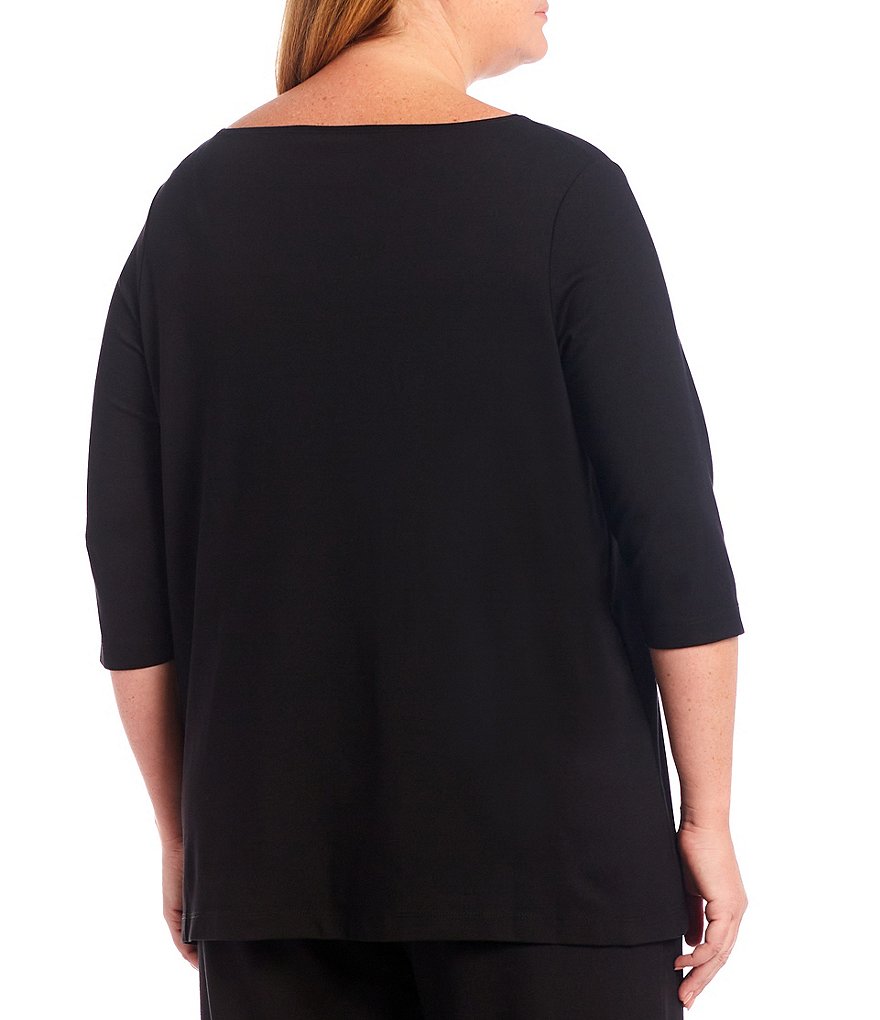 Bryn Walker Plus Size Piera Ponti Elbow 3/4 Sleeve Boat Neck Shirt