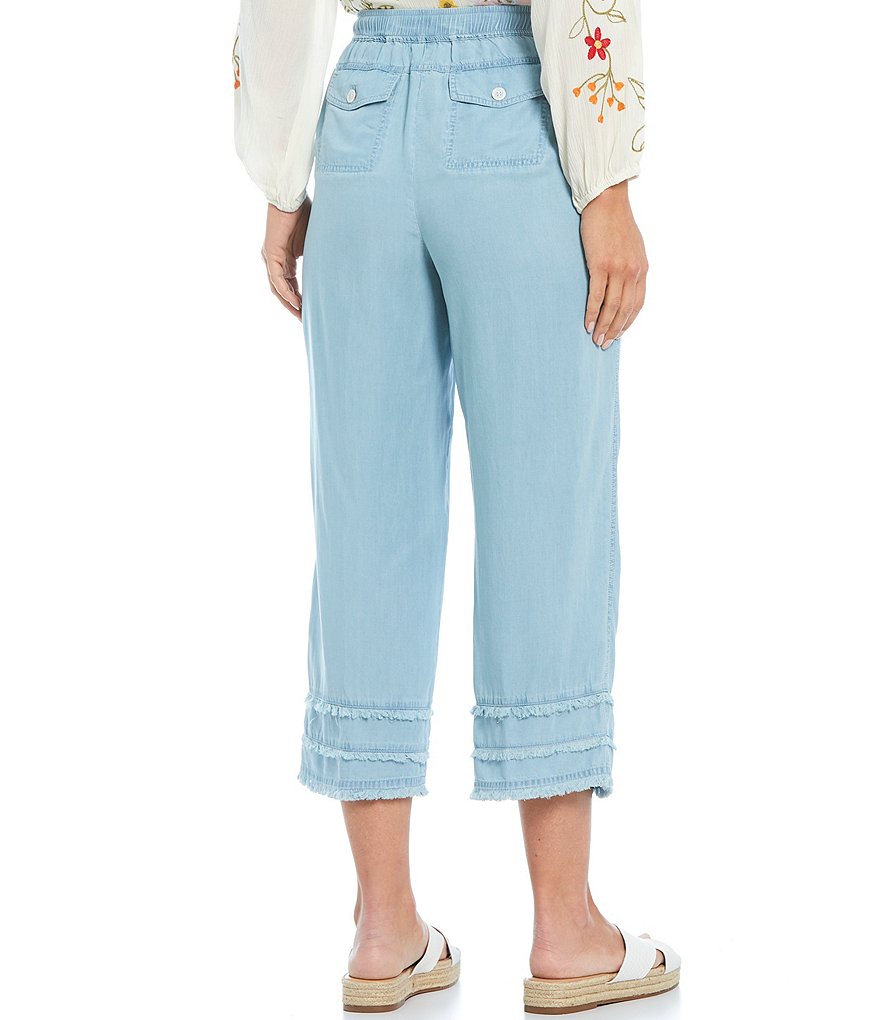 John Mark Chambray Pull-On Tie Waist Cargo Pocket Pants