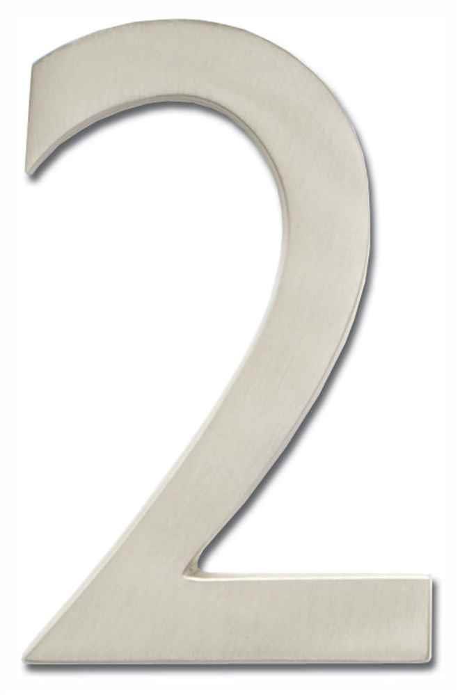 Architectural Mailboxes 3585SN-2 Solid Cast Brass 5 in. Satin Nickel Floating House Number 0