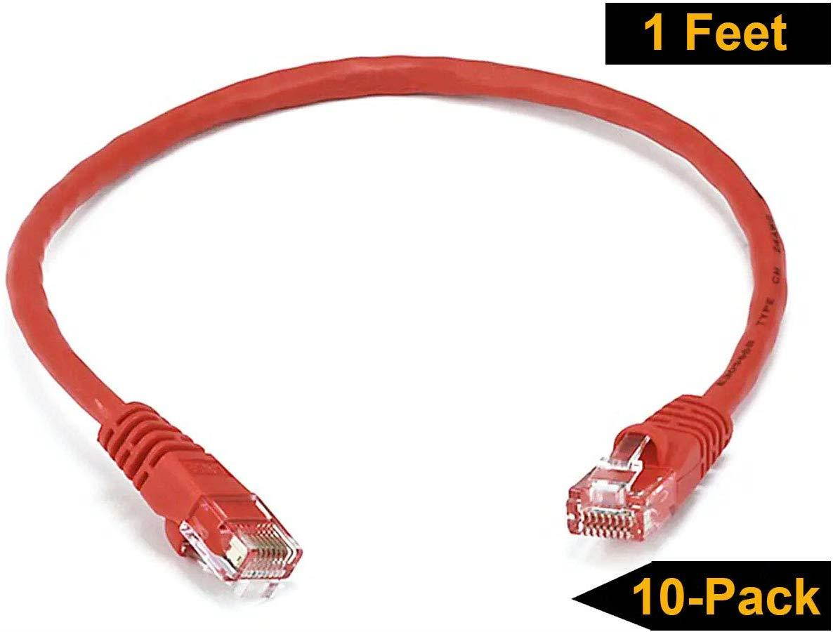 iMBAPrice 25'Cat5e Network Ethernet Patch Cable, 10 Pack, Red (IMBA-CAT5-25RD-10PK)