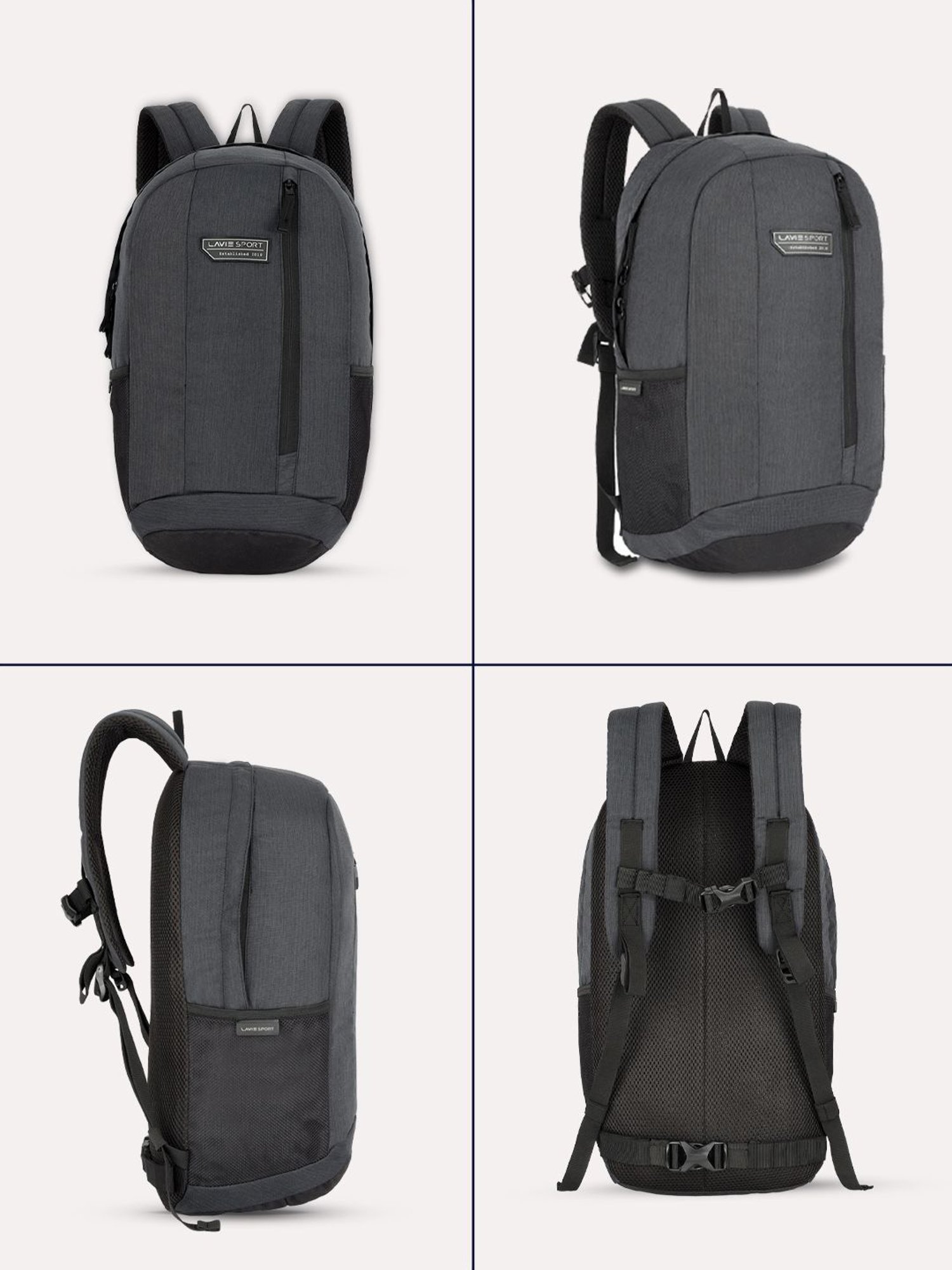 Lavie Sport Black Polyester Solid Backpack - 22 Ltrs