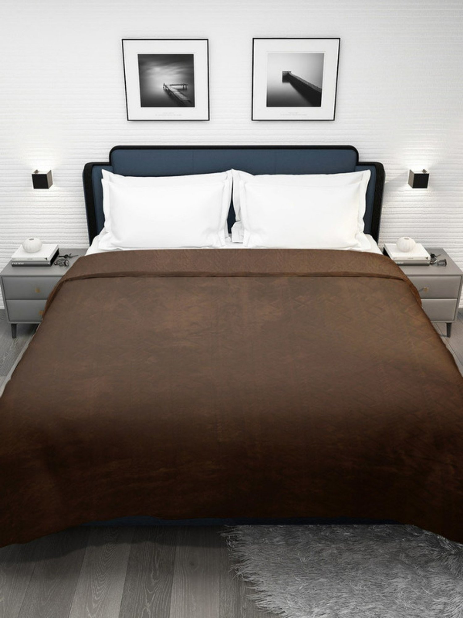 Dhrohar Dark Brown Polyester 300 GSM Double Bed Blanket
