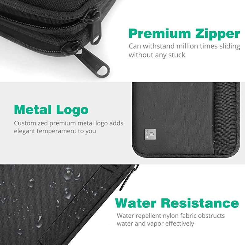 Travel Cable Organizer Bag, Waterproof Electronics Accessories Pouch Bag for Apple Pencil,Hard Drives, Cable, Charger, Phone, USB, SD Card (Black)