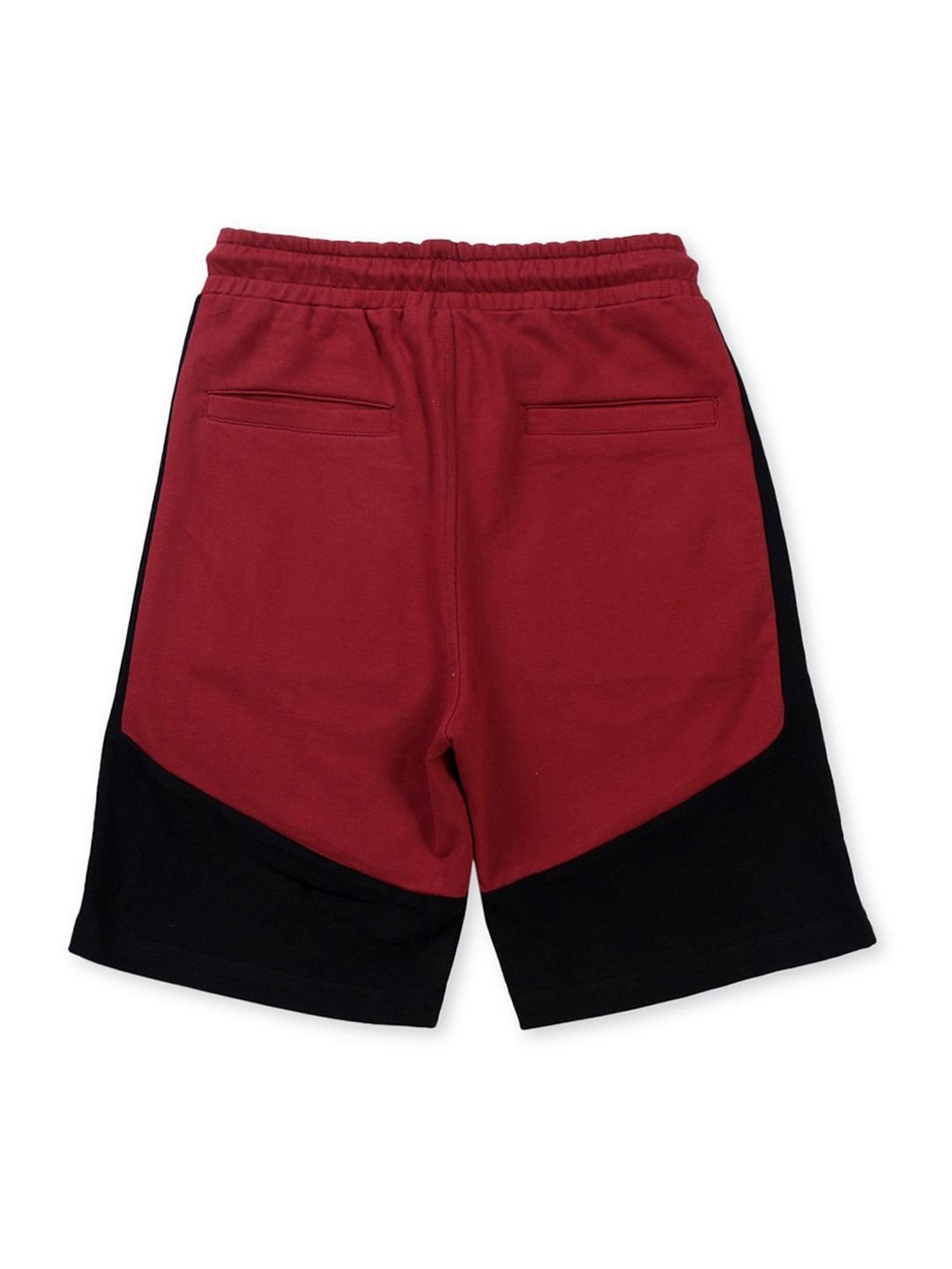 Gini & Jony Boys Red & Black Cotton Color Block Bermuda