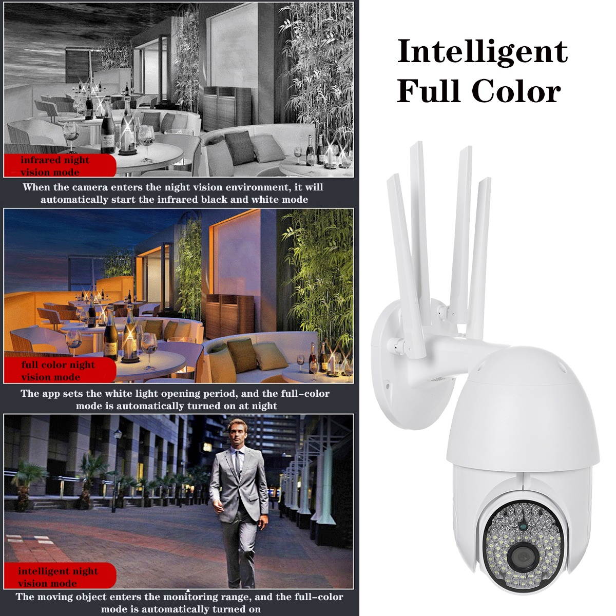 88LEDs 1080P WIFI IP Camera Night Vision Two Way Intercom Wireless Outdoor CCTV HD PTZ Smart Home Security 360&deg; IR Monitor-UK Plug