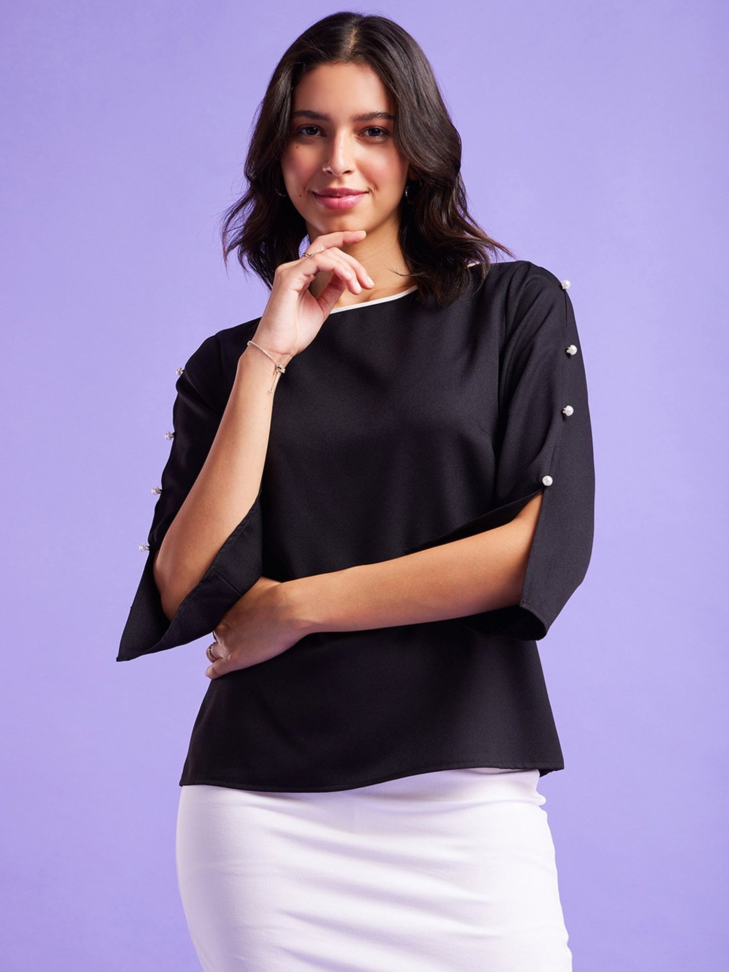 Fablestreet Black Regular Fit Top