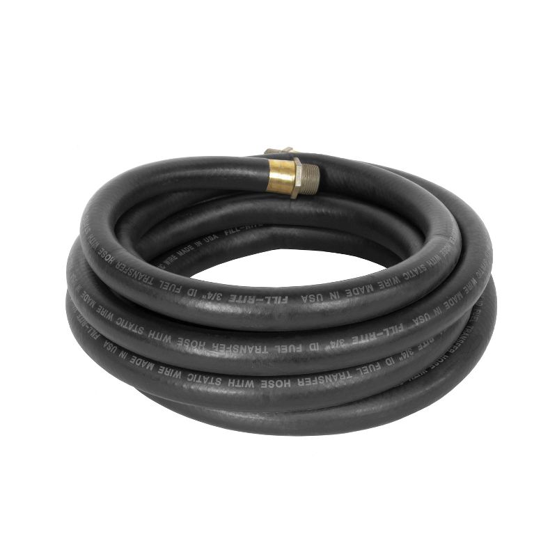 Fill Rite FRH07520 0.75 Inch x 20 Foot Neoprene Gasoline, Diesel, Biodiesel Fuel Pump Transfer Hose with Ground Wire and 1 Inch Male Fittings, Black