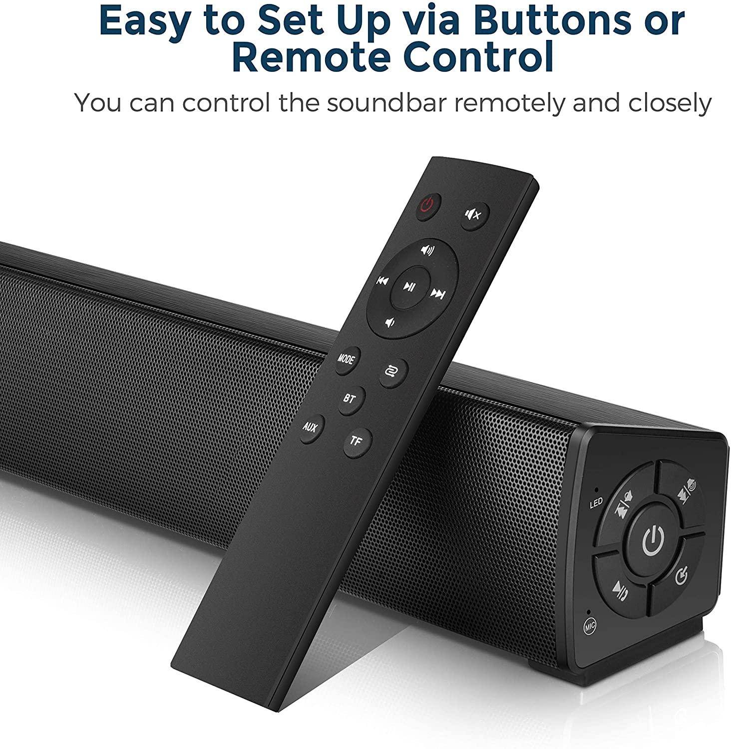 Madeng Computer Bluetooth Sound Bar Desktop Subwoofer Speakers Wireless Portable Mini Soundbar with Remote Control for PC