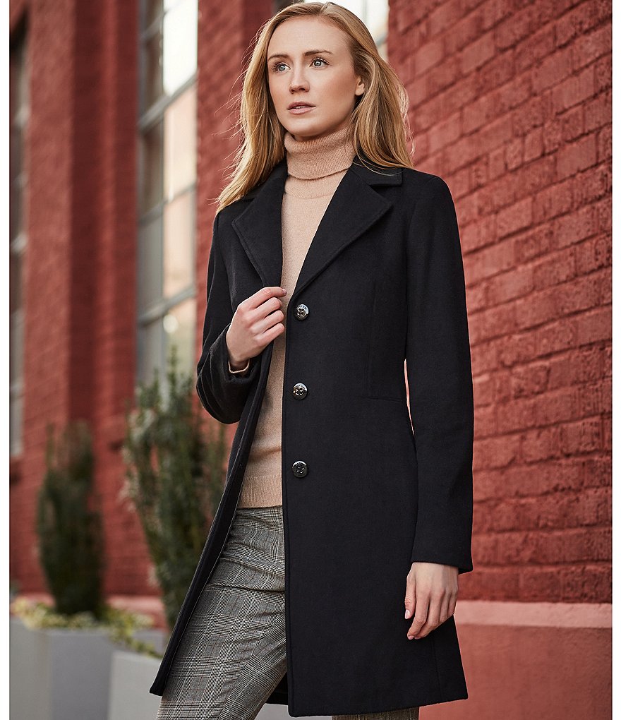 Kenneth Cole New York Short Water-Resistant Stand Collar Hooded Long Sleeve Chevron Puffer Jacket