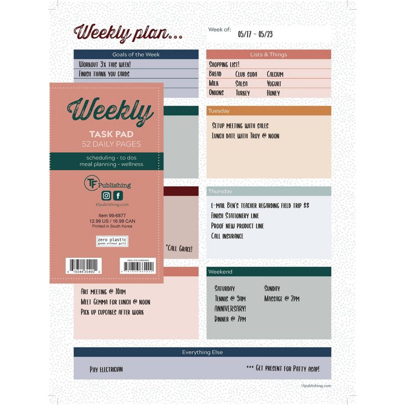 Undated Planning Pad 9" x 12" Weekly Boho - The Time Factory