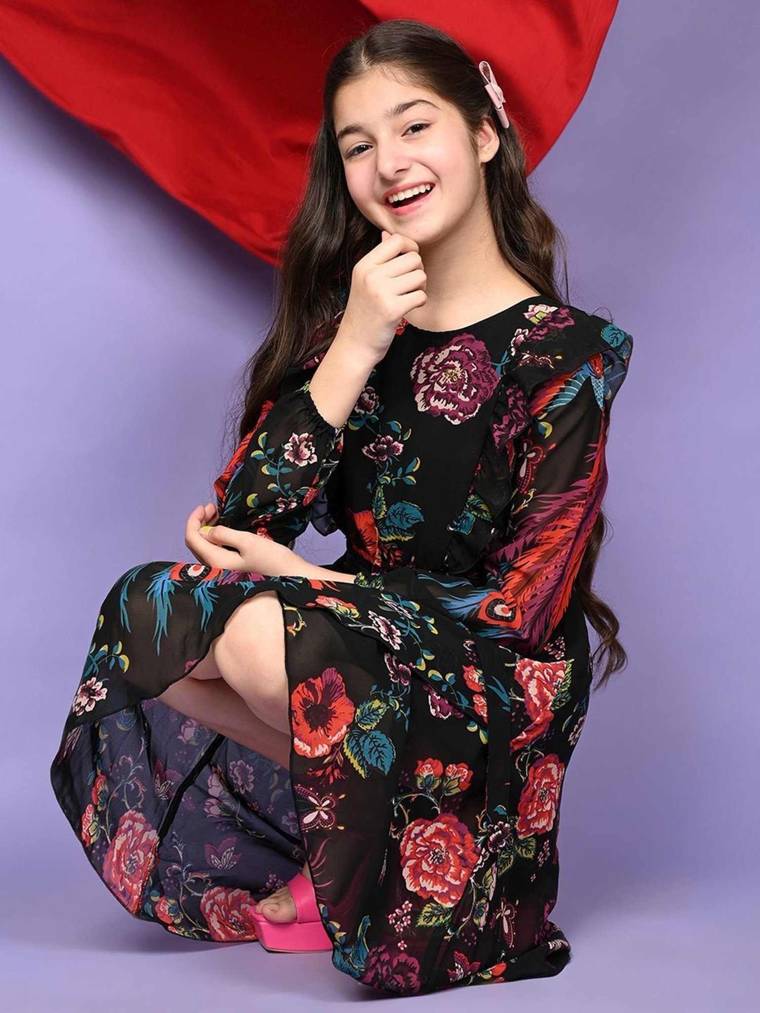 LilPicks Kids Multicolor Floral Print Dress