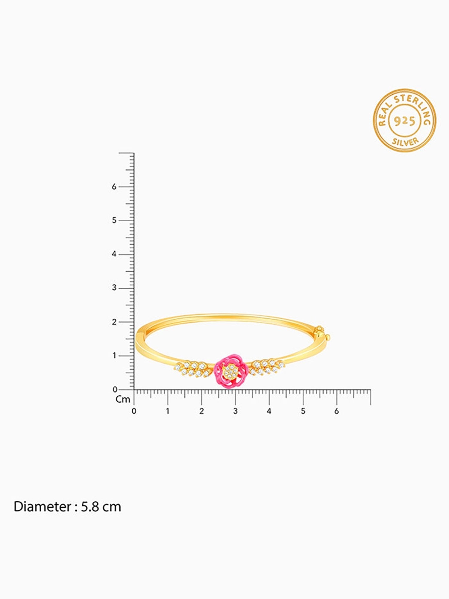 GIVA 92.5 Sterling Silver Bhumi Golden Pink Brahma Kamal Bracelet