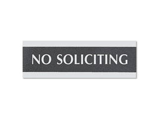 Headline Sign Century Series Office Sign NO SOLICITING 9 x 3 Black/Silver 4758