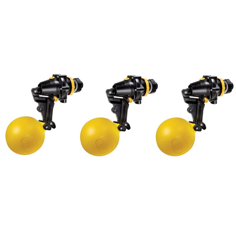 Jobe Valves J-TPV20DLT Heavy Duty Adjustable Topaz Water Tank Float Valve with Long Tail, 3/4 Inch Inlet, Black and Yellow (3 Pack)