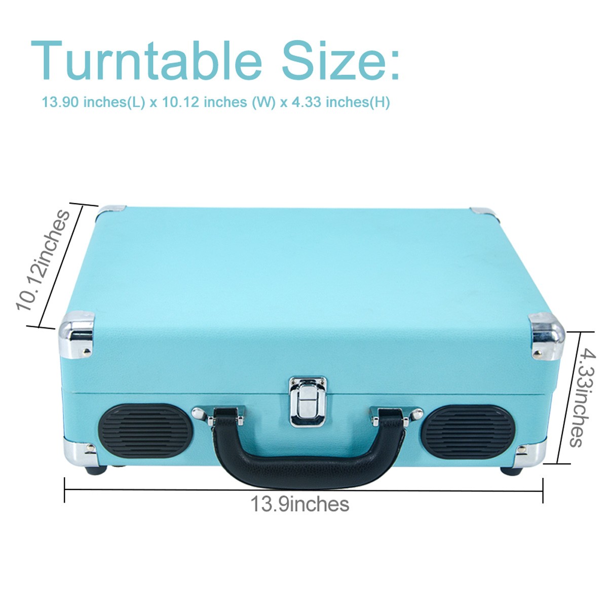 LP&No.1 Suitcase Bluetooth Turntable with Stereo Speaker,3 Speeds Vinyl Record Player Turquoise