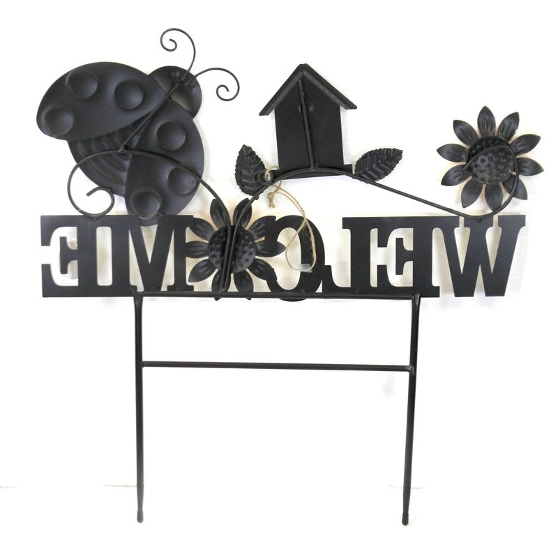 Home & Garden 20.0" Lady Bug Welcome Sign Poke Yard Decor Planter Stake Direct Designs International  -  Decorative Garden Stakes