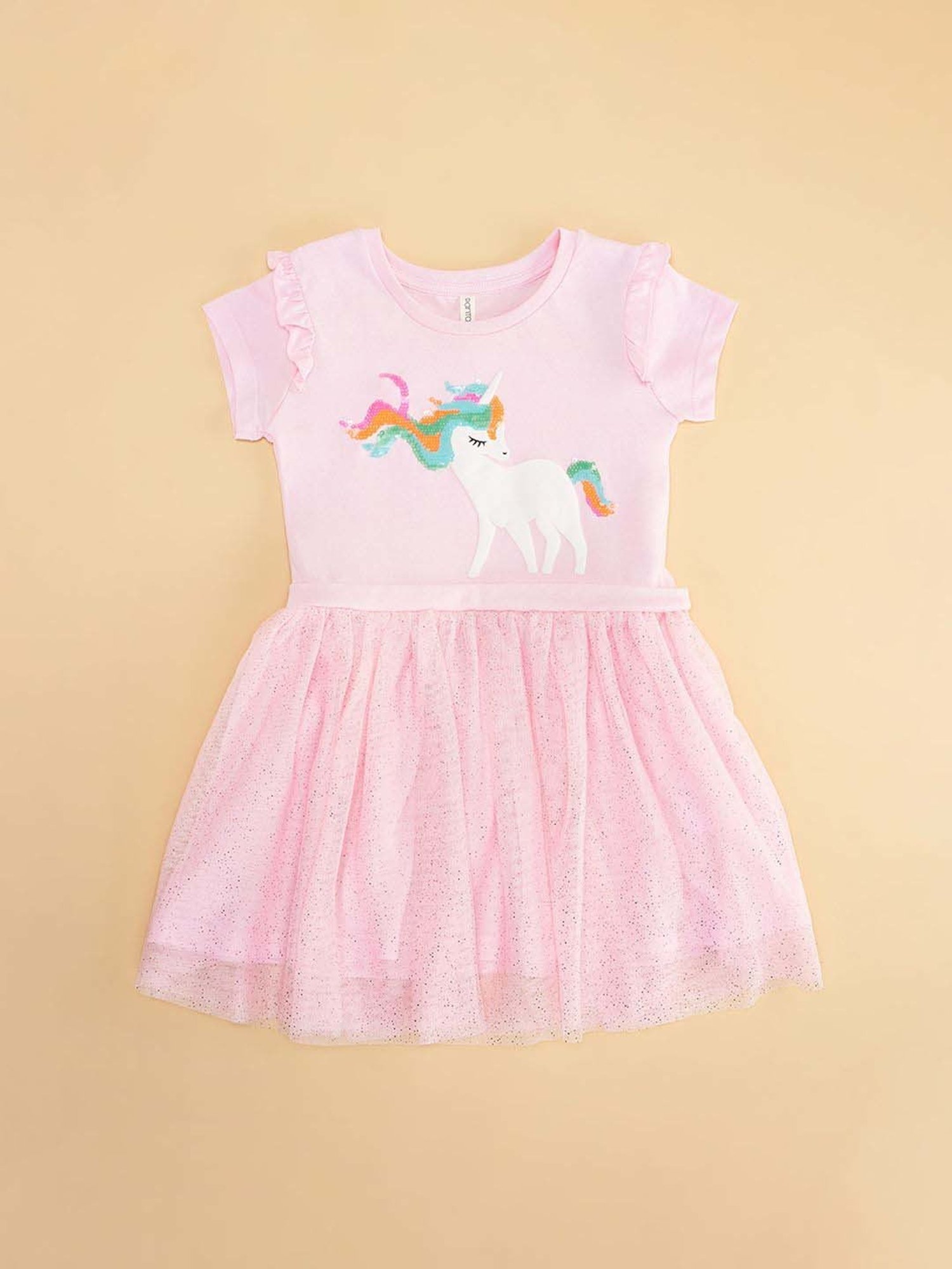 Pantaloons Junior Pink Cotton Embellished Dress
