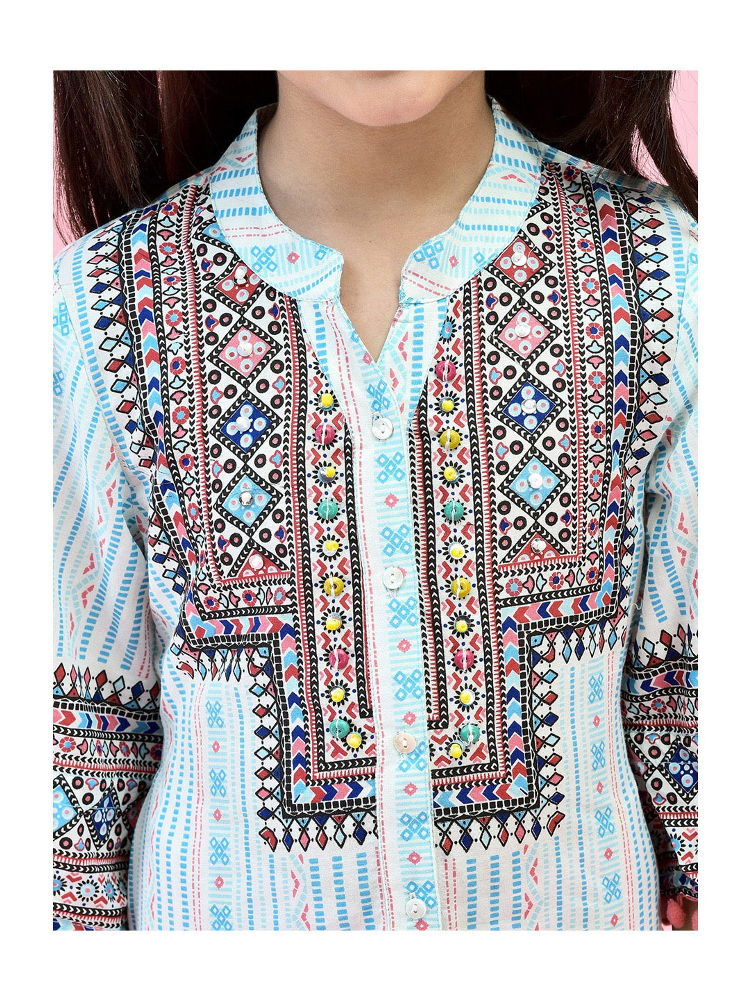 Juniper Girls Blue Printed Midi Dress