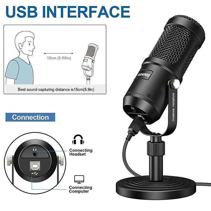 USB Microphone  Condenser Podcast Microphone for Computer Suitable for Recording Gaming Desktop Windows Mac YouTube Streaming Discord
