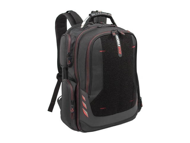 Mobile Edge - Core Gaming Checkpoint Friendly 18.4" Backpack w/Velcro Front Panel - Black with Red Trim
