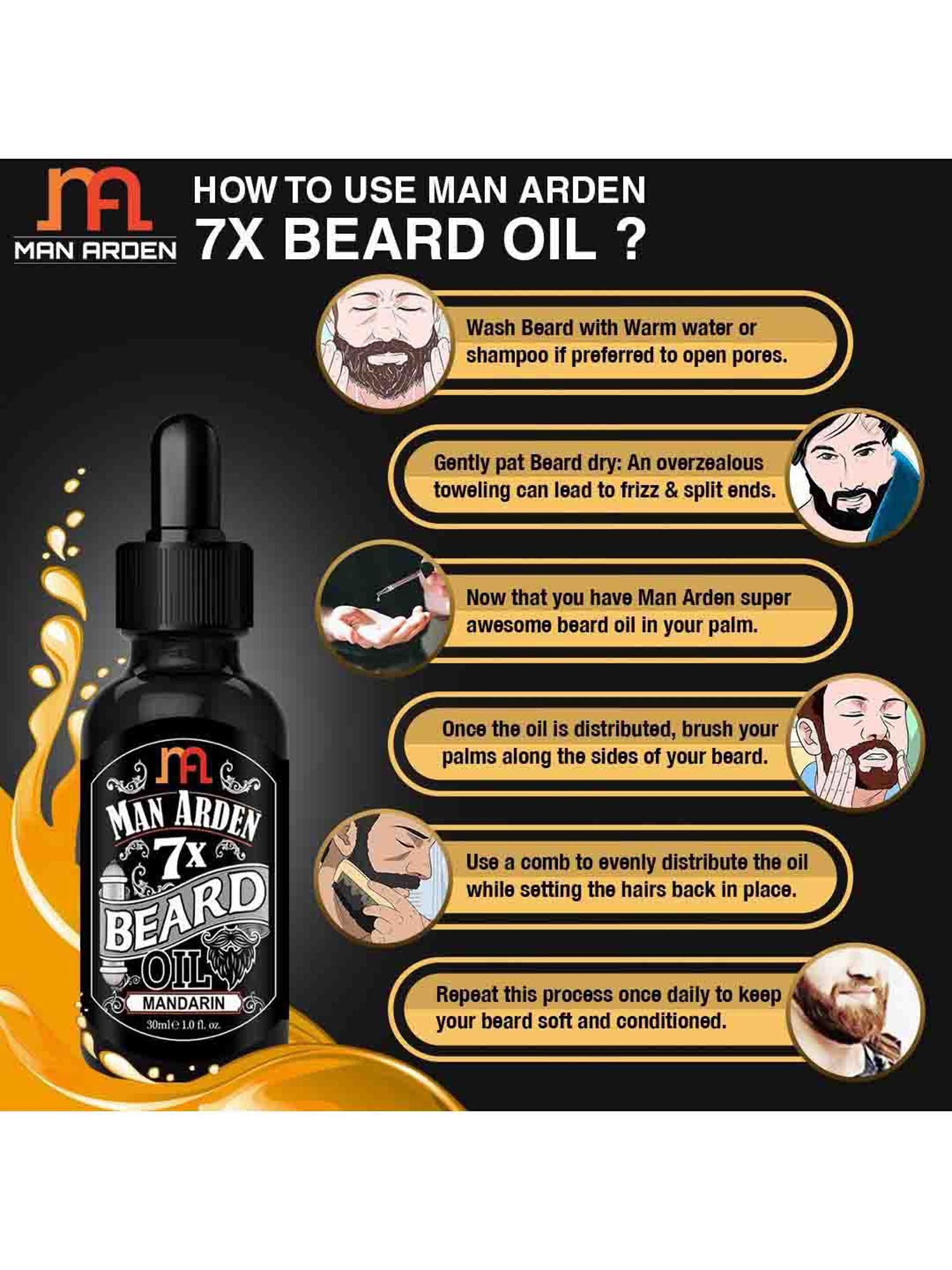 Man Arden 7X Mandarin Beard Oil - 30 ml