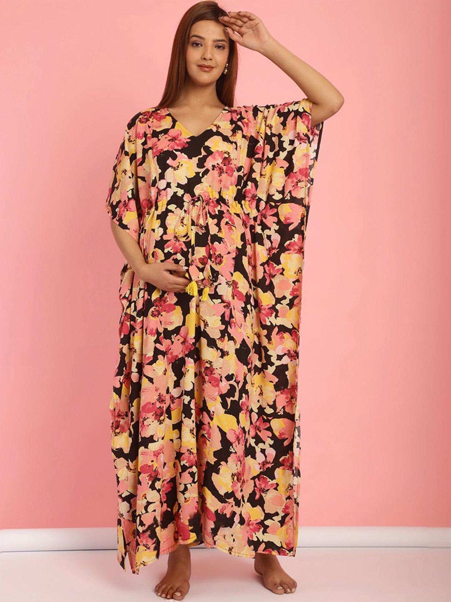 Secret Wish Multicolored Printed Maternity Kaftan