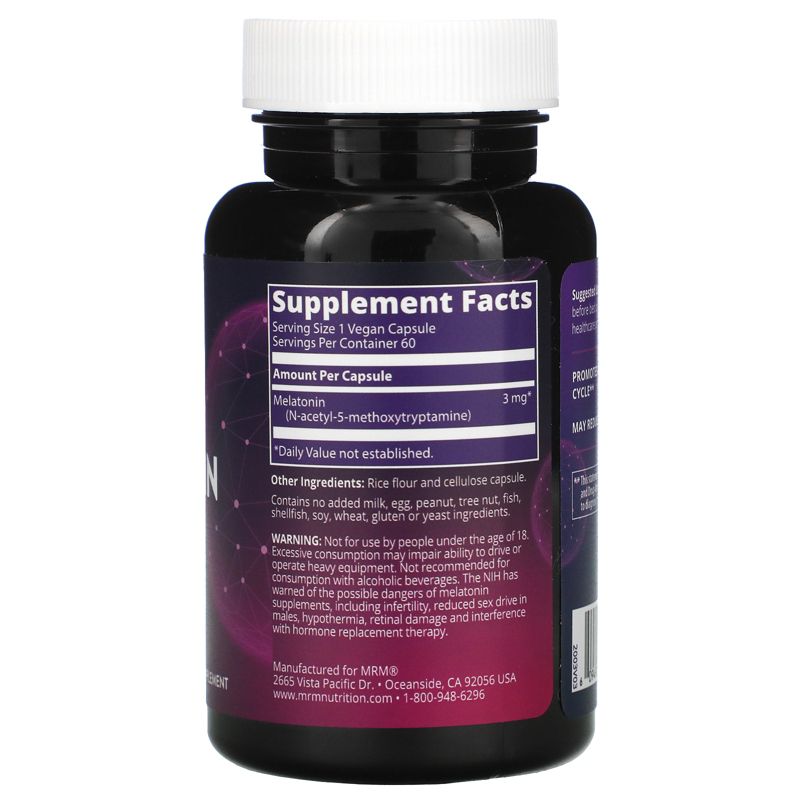 MRM Melatonin, 3 mg, 60 Vegan Capsules, Herbal Supplements