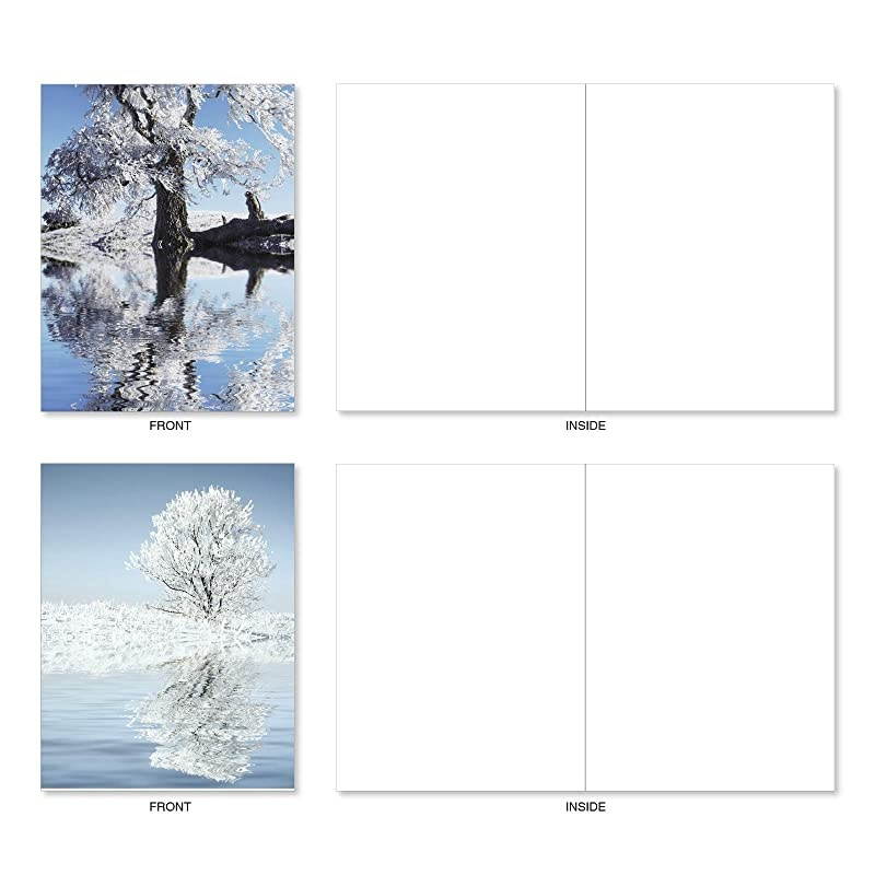 Box of 10 White Landscapes Blank Note Cards with Envelopes 4 x 512 Inch Beauty of Nature All Occasion Greeting Cards Assorted Boxed Notecard Set AM6134OCBB1x10