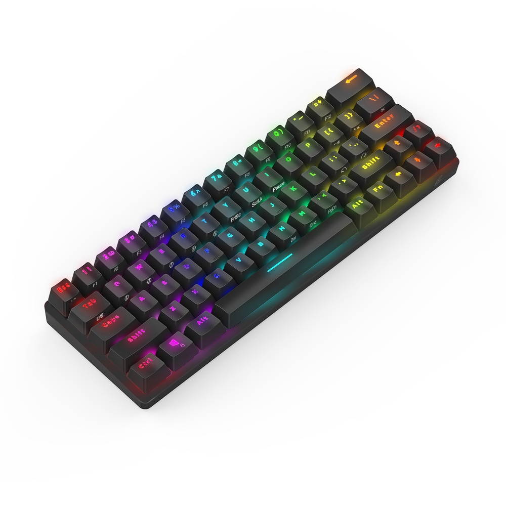 BW-KB1 bluetooth Wired Keyboard Gateron Switch RGB 63 Keys NKRO Type-C Mechanical Gaming Keyboard Blue Switch/White