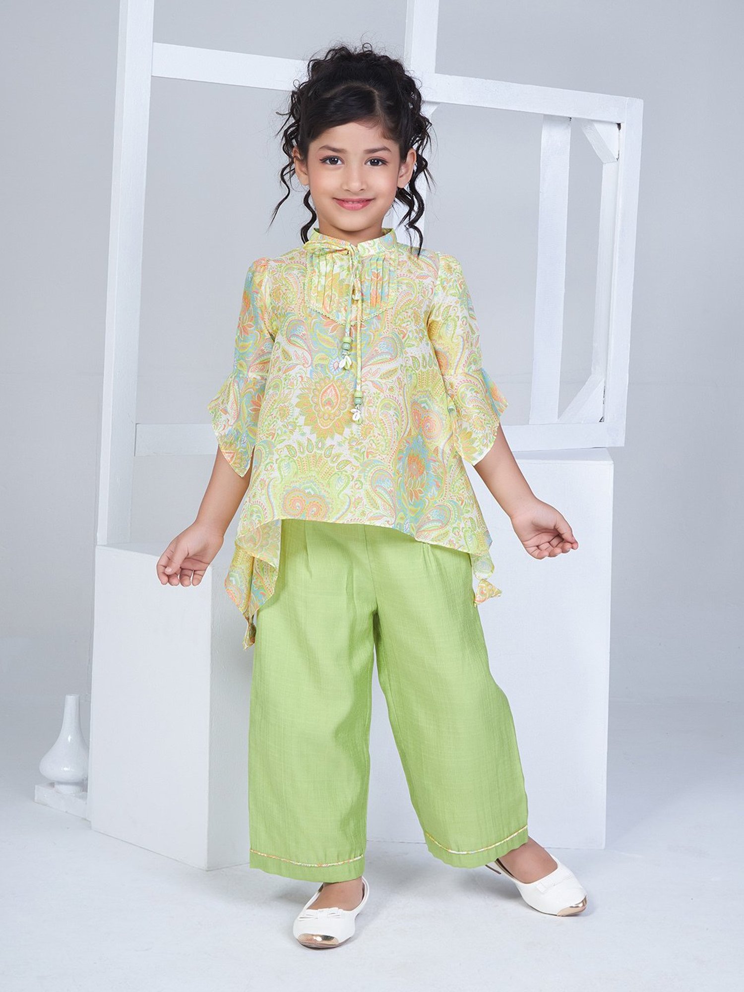 Peppermint Kids Purple & White Floral Print Top with Culottes