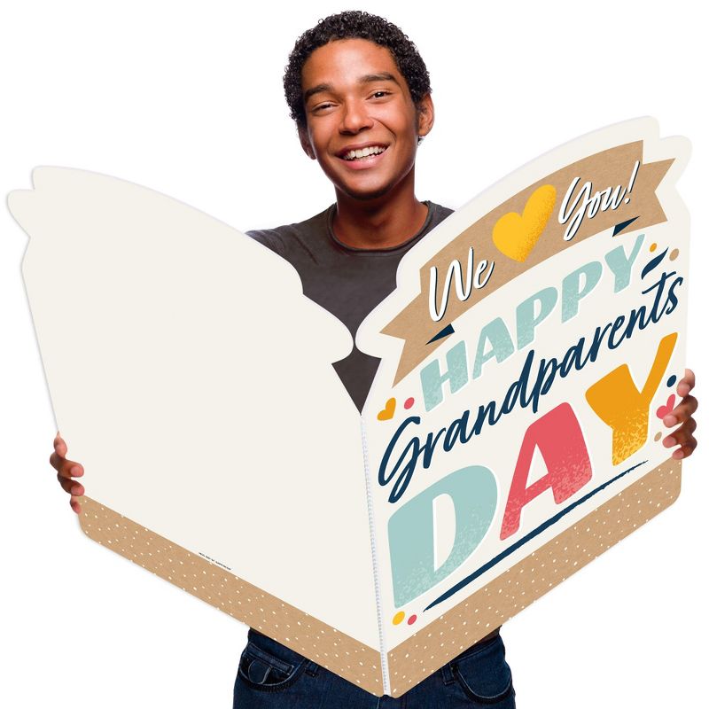Big Dot of Happiness Happy Grandparents Day - Grandma & Grandpa Giant Greeting Card - Big Shaped Jumborific Card - 16.5 x 22 inches