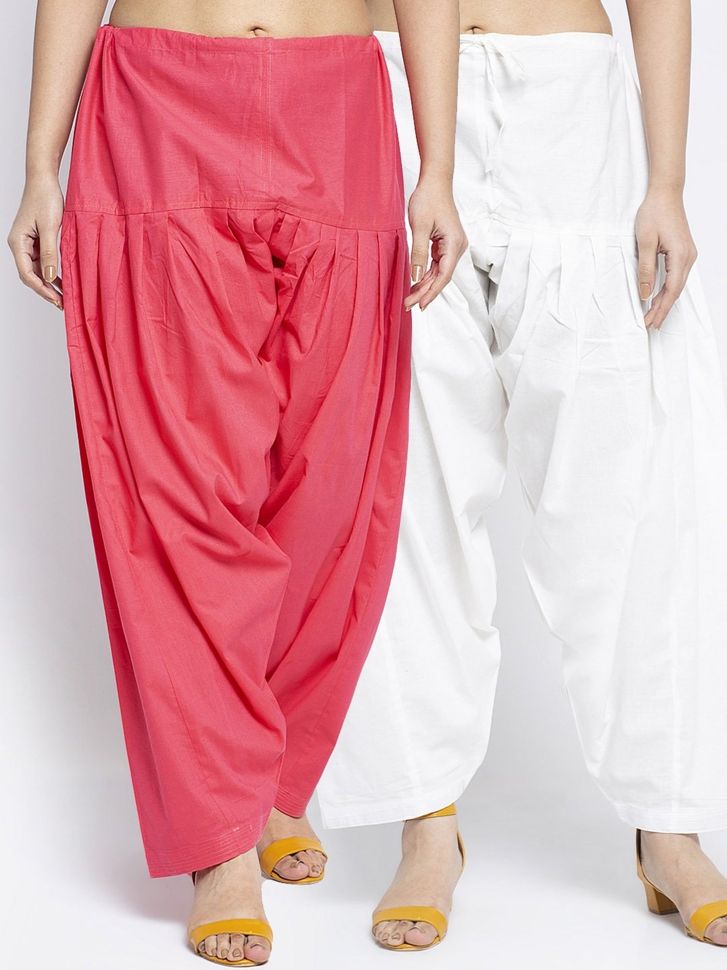 Gracit Gajri & off White Loose Fit Cotton Salwar Pack of - 2