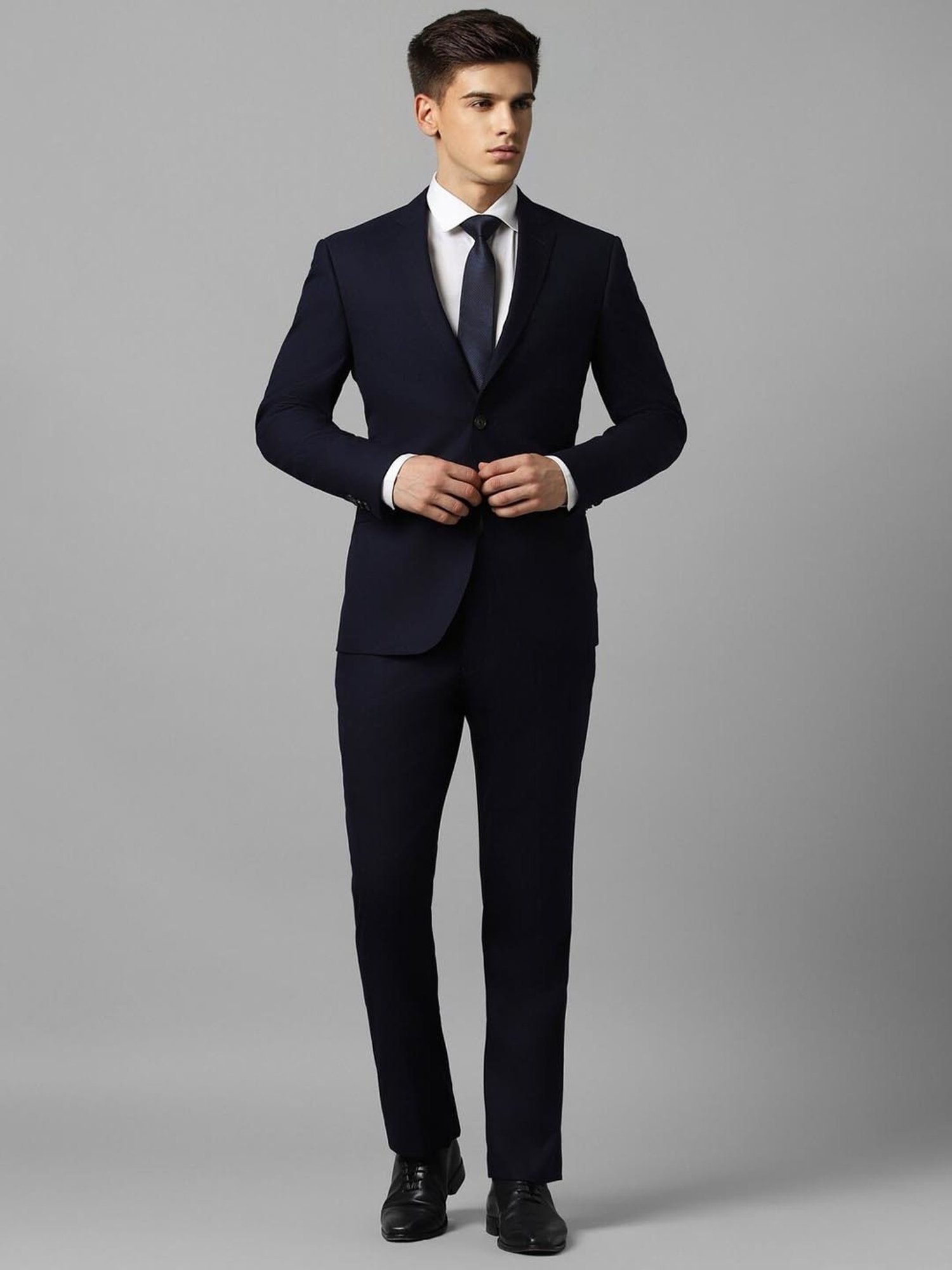 Luxure By Louis Philippe Navy Slim Fit Two Piece Suit