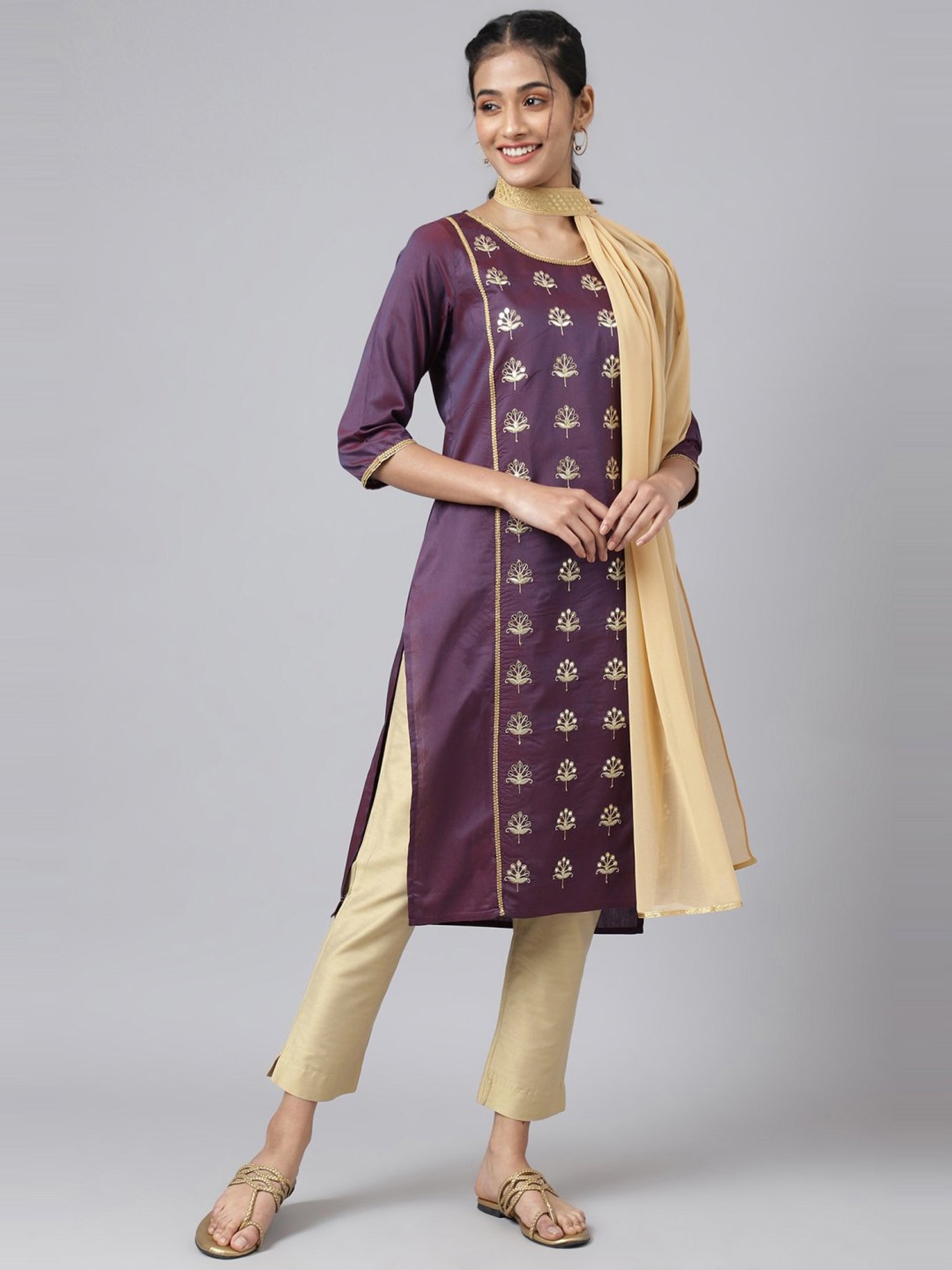 Aurelia Cream Plain Dupatta