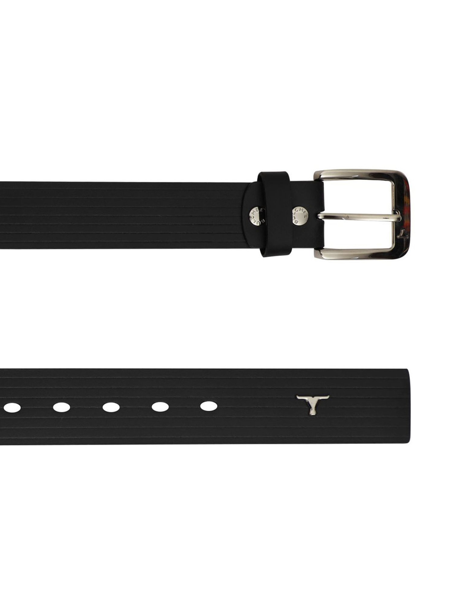 Bulchee Black Leather Textured Waist Belt