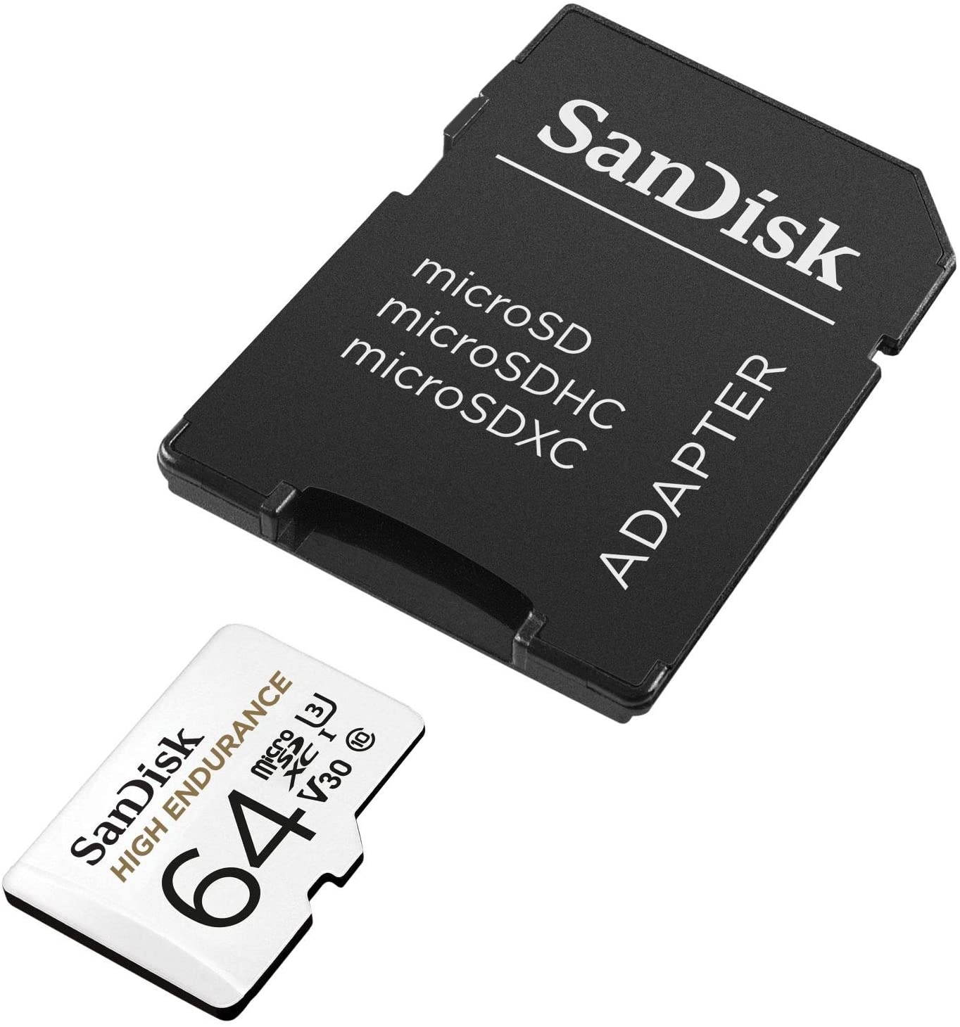 SanDisk 64GB High Endurance Video MicroSDXC Card with Adapter for Dash Cam and Home Monitoring Systems - C10, U3, V30, 4K UHD, Micro SD Card - SDSQQNR-064G-GN6IA