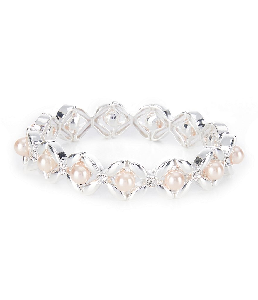 Anne Klein Pearl Flower Stretch Bracelet