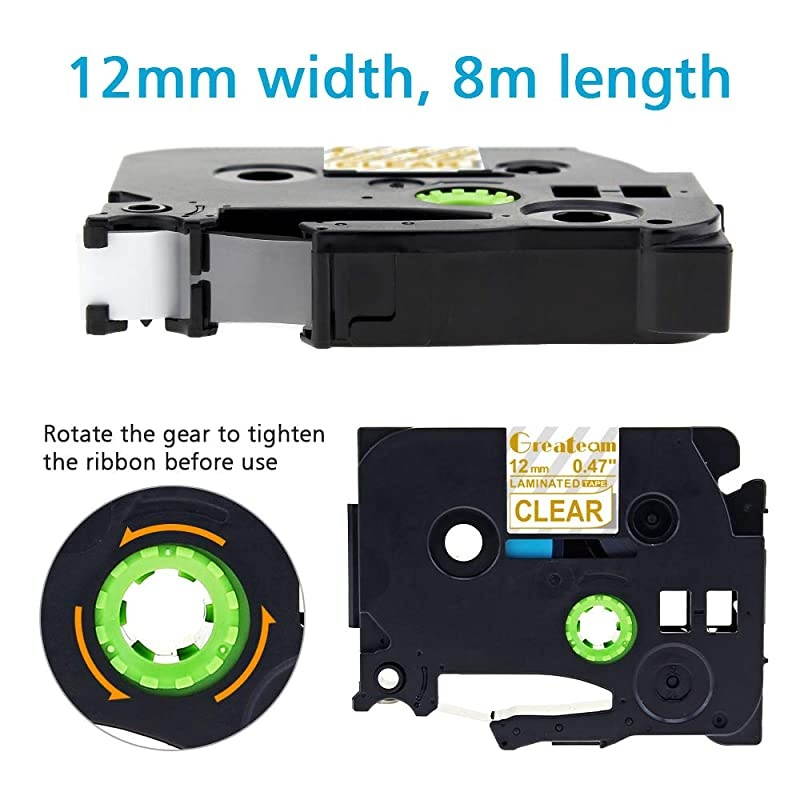 Compatible Label Tape Replacement for PTouch Tape 12mm 047quot Brother 12Inch TZe Tape TZe134 TZe234 TZe334 Gold on ClearWhiteBlack for Brother PTD210 PTD400 PTD600 3Pack