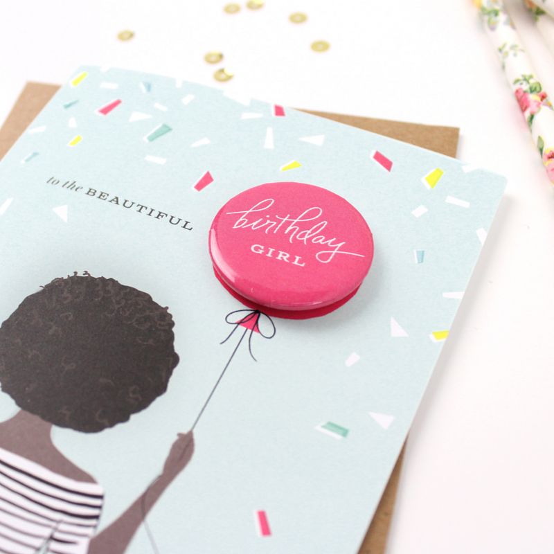 4ct Inklings Paperie Birthday Girl Button Cards Set