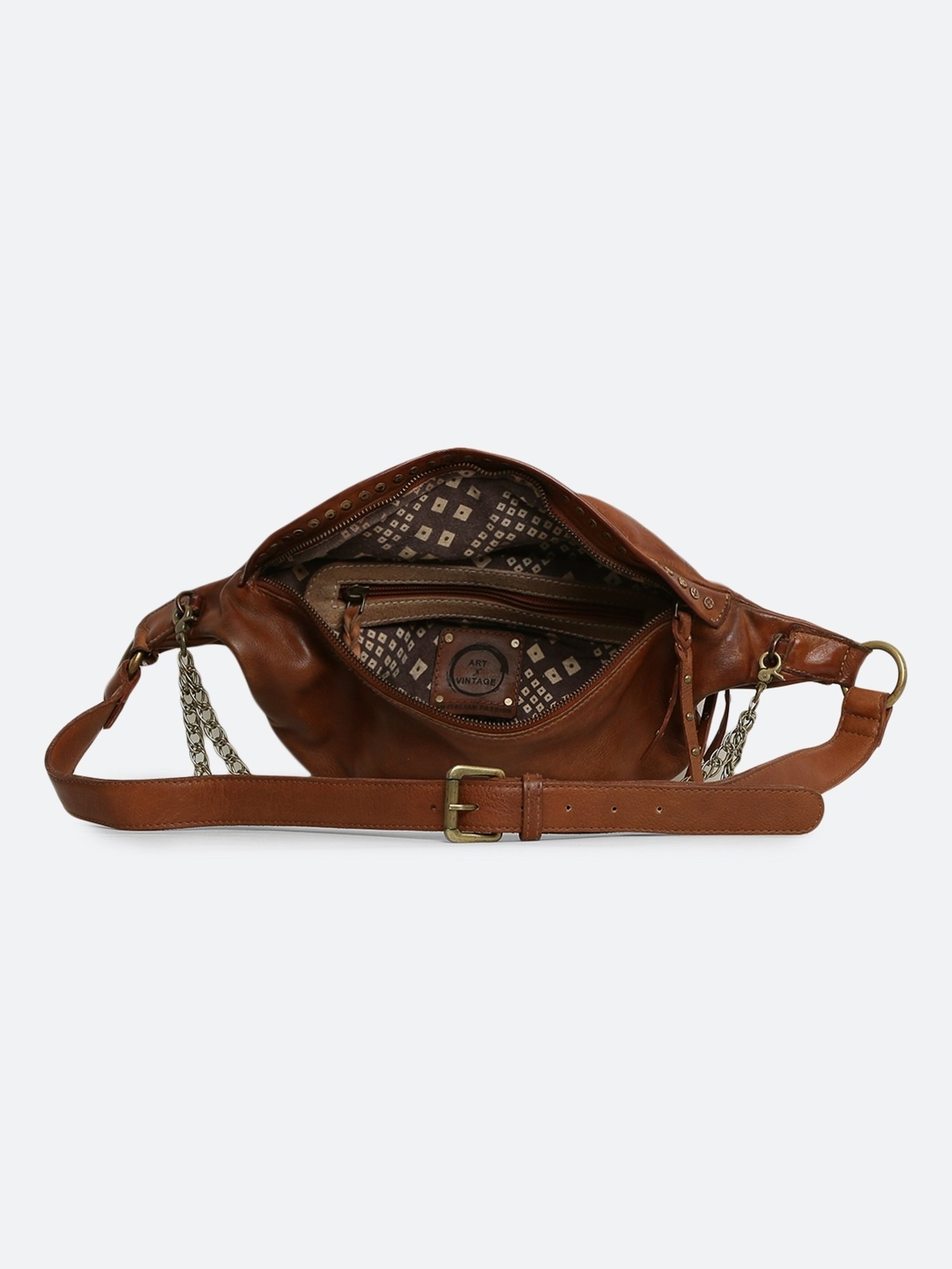 Art N Vintage Biker Cognac Leather Solid  Waist Pouch
