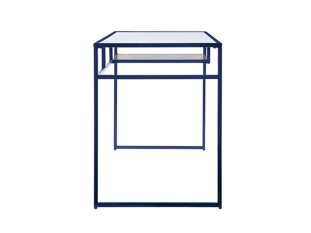 Metal & Glass Top Desk, Home Office Writing Desk, Makeup Table Desk Vanity for Home Decor,Blue,GT116