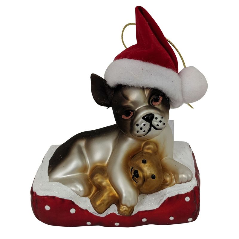 Christmas by Krebs 4" White and Red Dog with Santa Hat Figurine Christmas Ornament