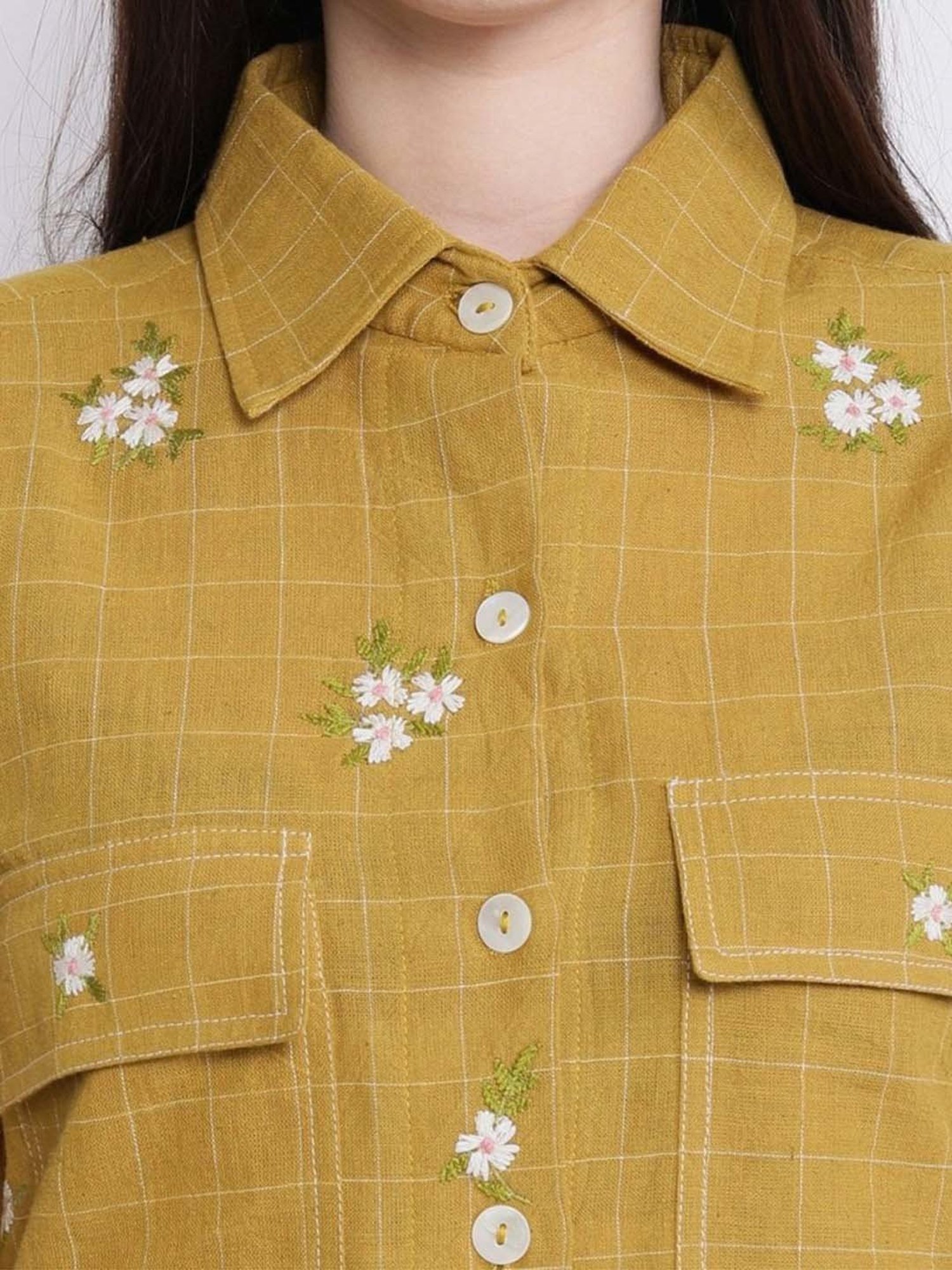 Mushio Mustard Haafiza Handwoven Cotton Shirt