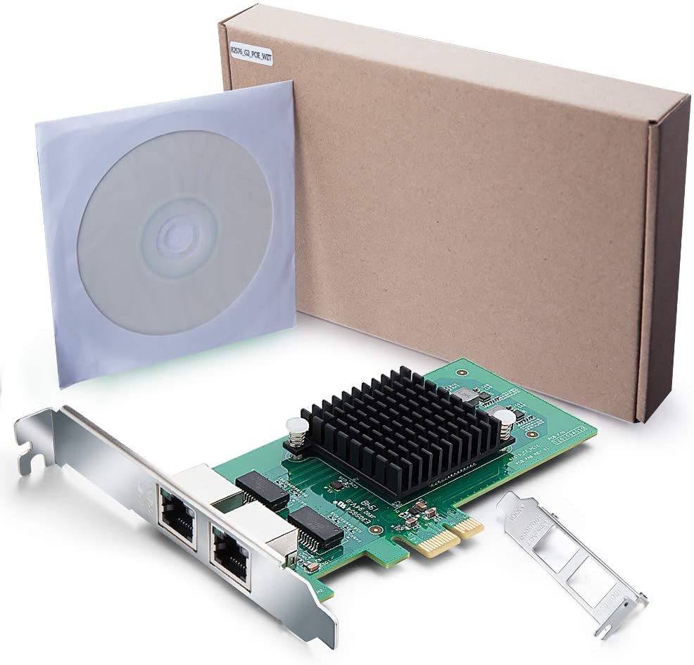 1.25G Gigabit Ethernet Converged Network Adapter (NIC) for Intel 82576 Chip, Dual RJ45 Copper Ports, PCI Express 2.0 X1, Compare to Intel E1G42ET