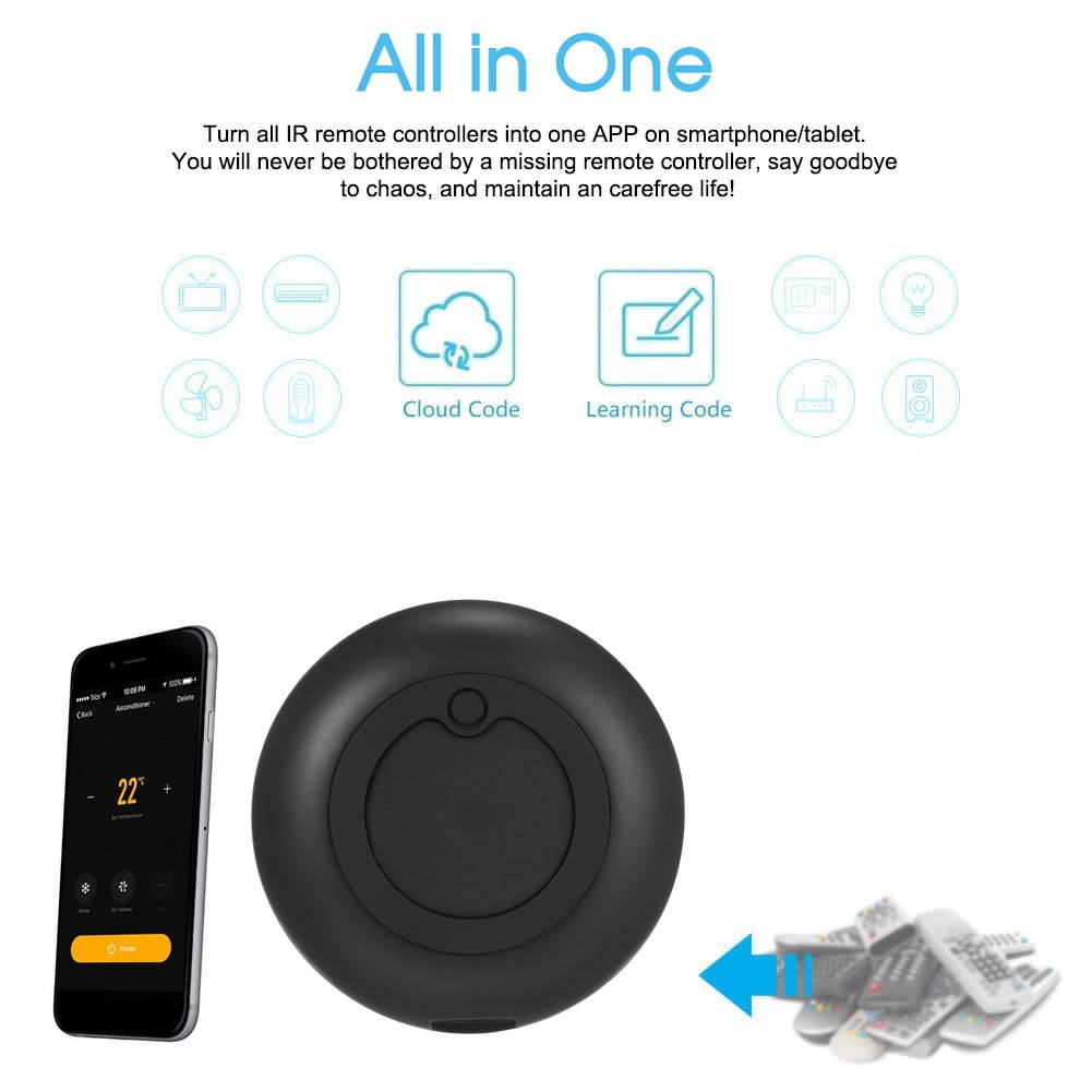 SANT-IR-OI  is a universal remote, which can turn all IR remote controllers into one with Tuya Smart/SmartLife APP on your smartphone or tablet to integrate control of home entertainment and home auto