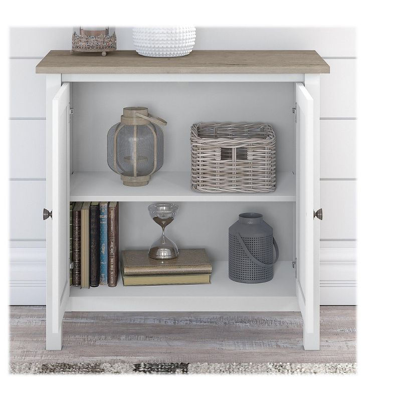 Bush Furniture 60 L-Shaped Computer Desk w/5-Shelf Bookcase Pure White/Shiplap Gray MAY014GW2