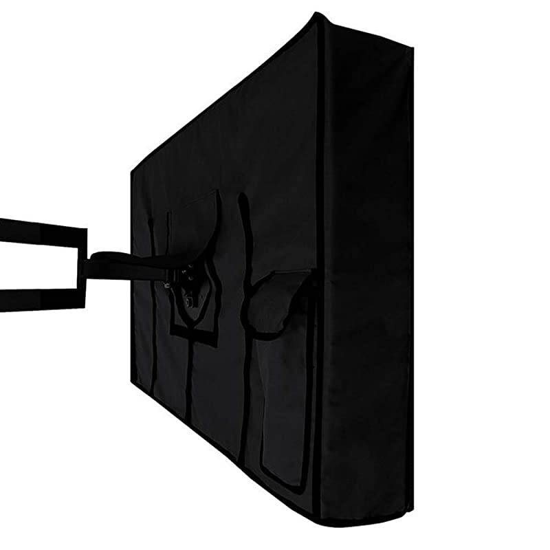 30 65 TV Cover Outdoor Weatherproof Television Protector Flat Screen TV Cover with Remote Storage Pocket fits for LED LCD Plasma TVs and Most Mounts and Stands Black 60 65