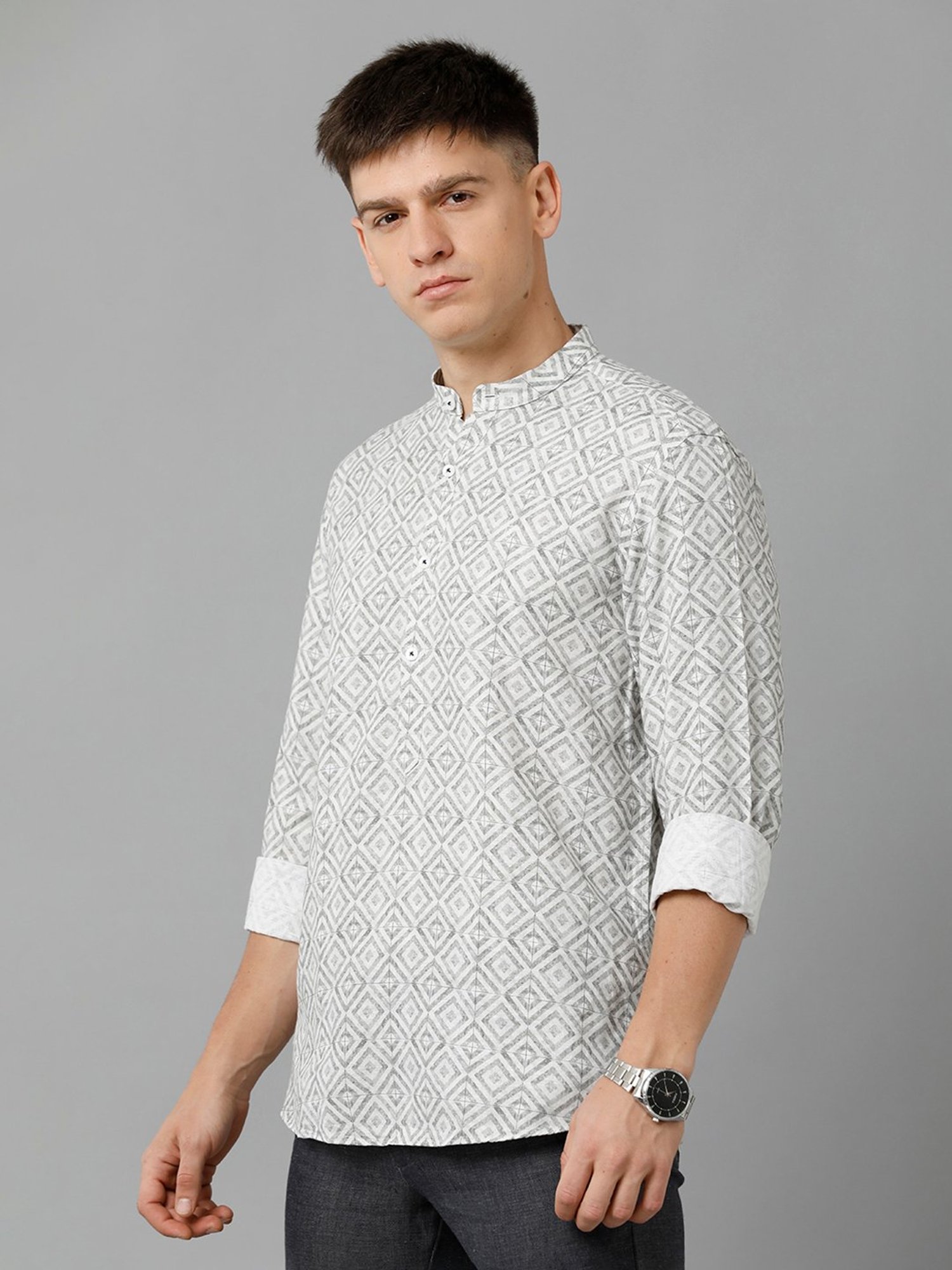 Manthan Fawn & White Regular Fit Kurta