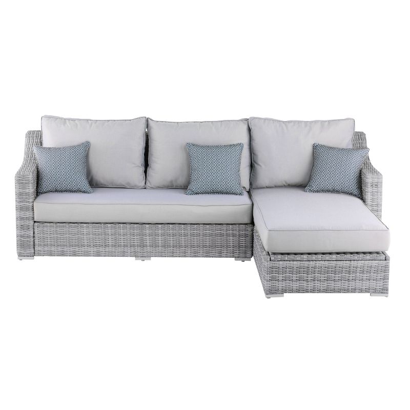 Vallauris Outdoor Storage Sectional - Gray Wicker - Adore Decor