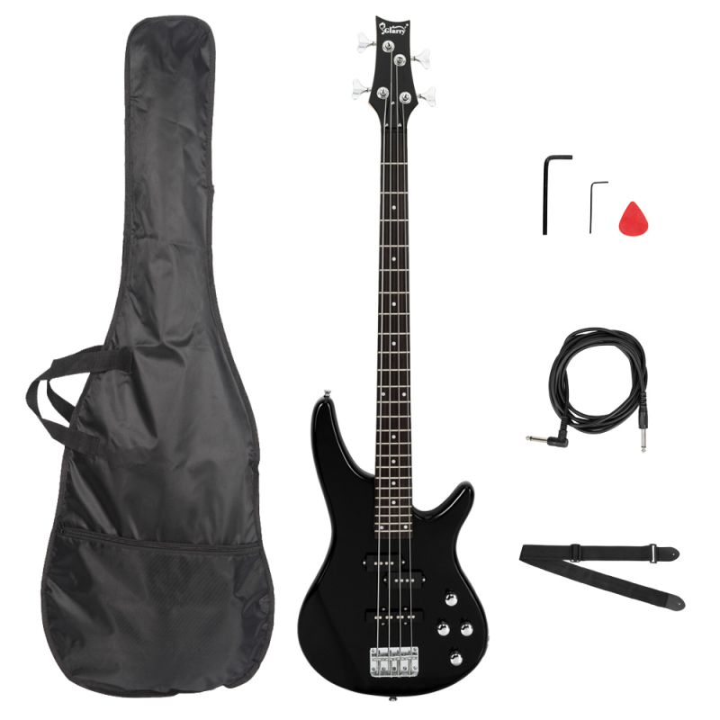 Glarry Black GIB Right Handed 4 String Electric Bass Guitar w/ Bag Strap